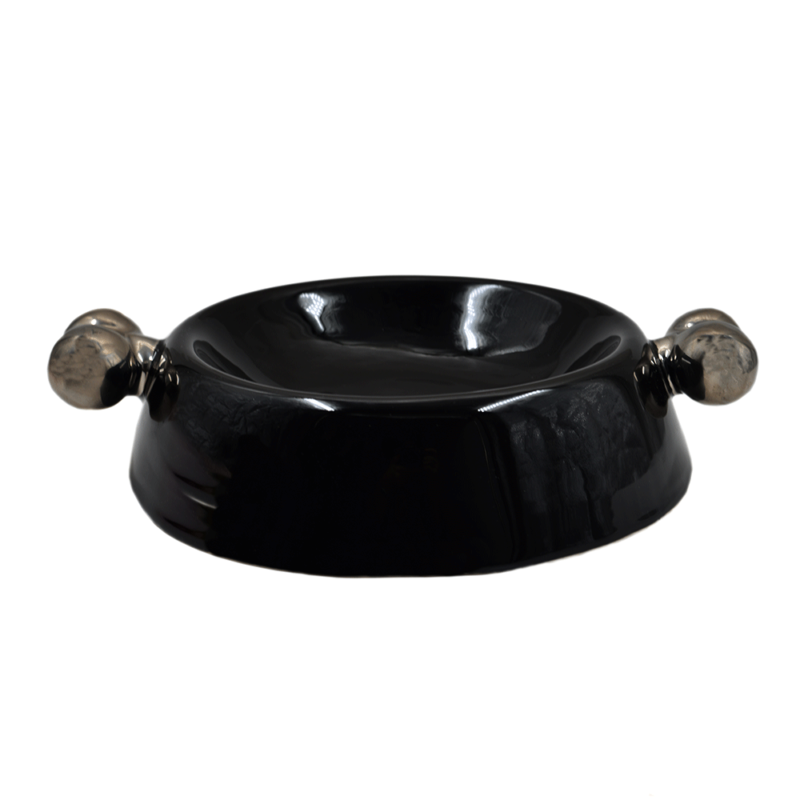 Silver Ceramic Feeding Bowl